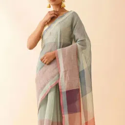 Jaypore Pista Green Silk Hand Woven Saree-image-58