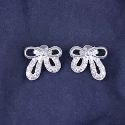 Taraash 925 Sterling Silver Bow-Shaped CZ Stud Earrings for Women-picture-42