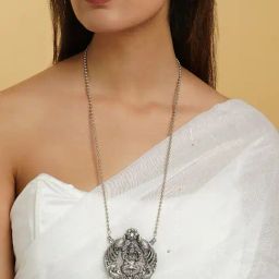 Teejh Sayyid Silver Oxidised Necklace Set-picture-48