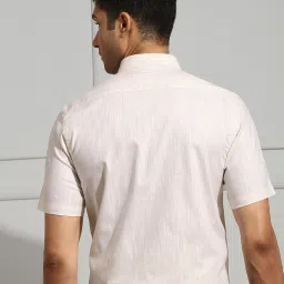 Ramraj Cream Regular Fit Textured Cotton Shirt image 2