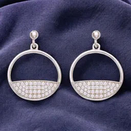 Taraash 925 Sterling Silver CZ Round-Shape Drop Earrings for Women-picture-35