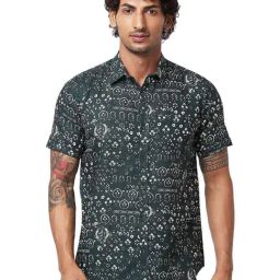 Spykar Green Cotton Regular Fit Printed Shirt-picture-21