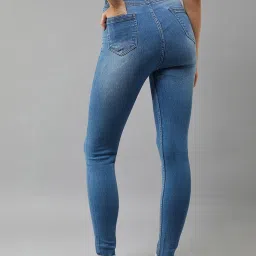 DOLCE CRUDO Blue Denim Distressed High Rise Jeans image 2