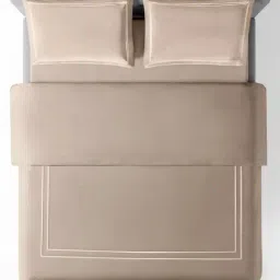 Sansaar Brown Cotton Geometric 210 TC King Flat Bedsheet with 2 Pillow Covers image 2