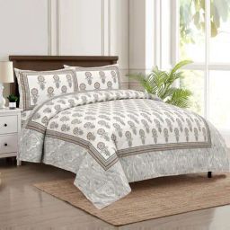 JaipurFabric Grey 180 TC 100% Cotton Awarded Print Double Bedsheet with 2 Pillow Covers-picture-23