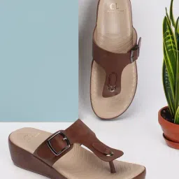 Carlton London Women's Brown T-Strap Wedges-image-33