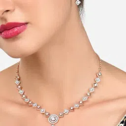 Zaveri Pearls Rose Gold Dazzling Cubic Zirconia Contemporary Necklace & Earring Set-ZPFK15950-picture-37