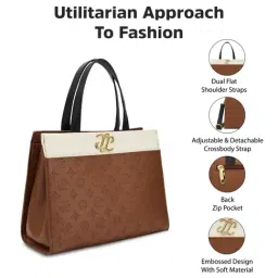 LAVIE Signature Tan Marfa Color Block Medium Leather Satchel image 3