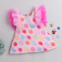 Many Frocks Kids Pink Printed Dress-picture-11