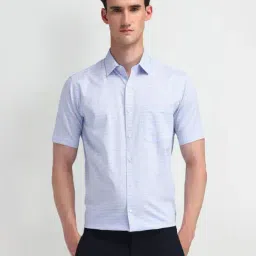 Arrow Blue Cotton Regular Fit Checks Shirt-picture-20