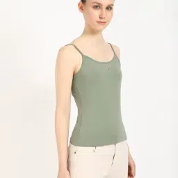 TOMMY HILFIGER Aruba Green Slim Fit Spaghetti Straps Cotton Cami Top-image-1
