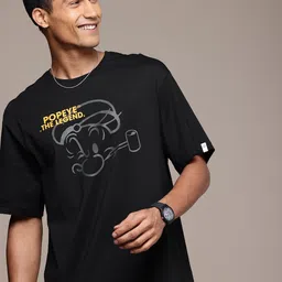 WROGN X POPEYE Printed Comfort Fit Drop-Shoulder Sleeves Pure Cotton T-shirt-picture-14