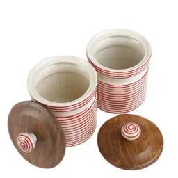 VarEesha Red Ceramic Cylindrical Jars - Set of 2 image 4