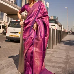 Elora Purple Silk Woven Saree With Unstitched Blouse-picture-21