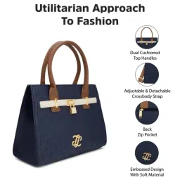 LAVIE Signature Navy Taos Textured Medium Leather Satchel image 3