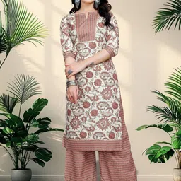 ZELZIS Women Floral Printed Regular Pure Cotton Kurta with Palazzos-picture-35