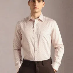 Louis Philippe Beige Cotton Regular Fit Printed Shirt-picture-30