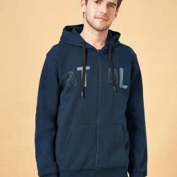Urban Ranger By Pantaloons Navy Cotton Regular Fit Printed Hooded Sweatshirt-picture-46