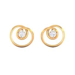 BIS Hallmarked 18k Yellow Gold Diamond Twirled Designed Stud Earrings for Women & Girls-image-77