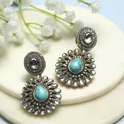 Biba Turquoise Kundan Festive Danglers-picture-42
