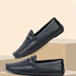 Zoom Shoes Men Textured Leather Loafers-picture-5