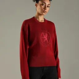 TOMMY HILFIGER Maroon Logo Printed Regular Fit Sweater image 3