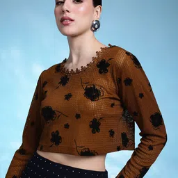 bebe Floral Print Ruffles Lace Crop Top-picture-14
