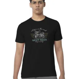 Bullmer Black Cotton Regular Fit Printed T-Shirt-image-15