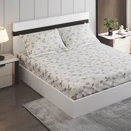 Home Centre White Floral 144 TC King Bedsheet with 2 Pillow Covers-picture-28