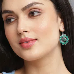 SOHI Green Floral Studs Earrings-picture-28