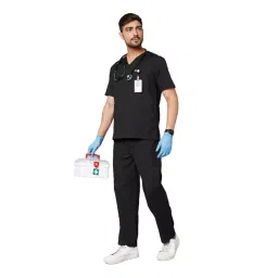 LOYAL NEEDS V Neck Short Sleeves Double Stitch Scrub Suit Customised Polycotton Fabric MSVMB XL Size For Male image 3