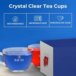 BLUE TEA Transparent Set Of 2 Insulated Crystal Glass Cup - 150 ml image 5