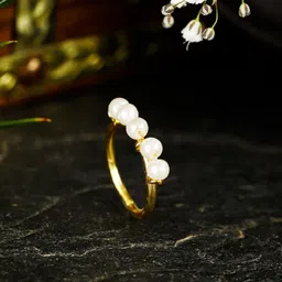 Berserk Gold-Plated Pearl Beaded Adjustable Finger Ring-picture-54