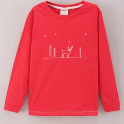 Ollypop Full Sleeves T-Shirt Reindeer Print - Red-picture-44
