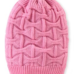 Pine Kids Knitted Cable Knit Design Woolen Cap Pink - Diameter 15 cm-picture-29