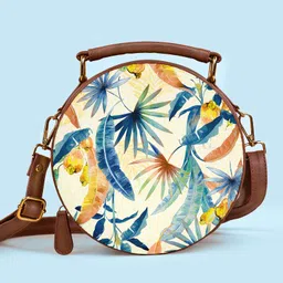 Kalankit Round Sling Bags For Women | Crossbody Shoulder Sling With Adjustable Strap | white-image-0