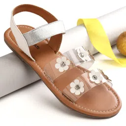 Pine Kids Sandals with Floral Applique - Silver-picture-33