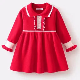 Mark & Mia Full Sleeves Solid Woollen Dress - Red-picture-15