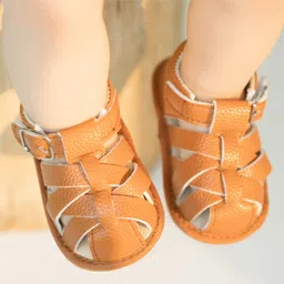 Neska Moda Solid Velcro Closure Gladiator Sandals - Brown-picture-16