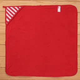 Babyhug Knit Terry Hooded Two Layer Bath Towel with Fox Print L 76 X B 76 cm - Red image 2