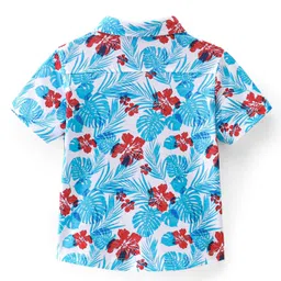 Babyhug Cooton Knit Half Sleeves Floral Printed Shirt - Blue image 2