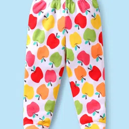 Babyhug Cotton Knit Full Length Bootie Leggings with Apple Polka Dots & Hearts Print Pack of 3 -White & Red image 2