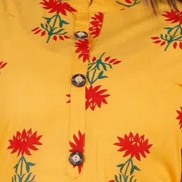 PAHAL ATTIRE Women Yellow Printed Cotton Blend Kurta & Palazzos image 4