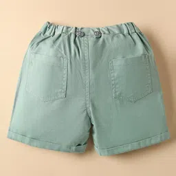 ToffyHouse Poplin Woven Half Sleeves Printed Shirt & Shorts With Bow & Suspender - White & Teal Blue image 5