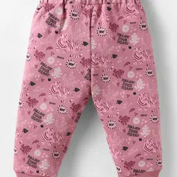 CUCUMBER Sinker Knit Full Sleeves Co-Ord Night Suit With Tiger Print - Pink image 5