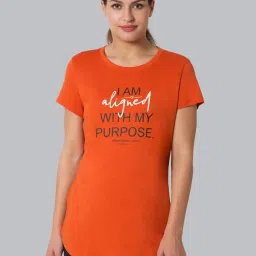 Van Heusen Orange Printed T-Shirt image 1