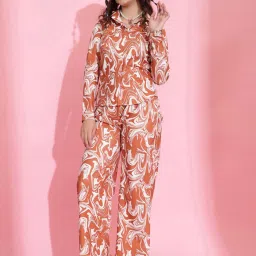 SELVIA Brown & White Printed Co-ord Set image 1