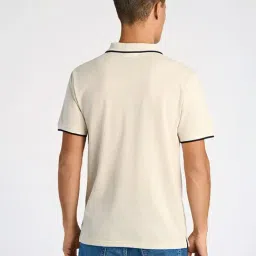 Lindbergh Mens Cream Polo Collar Short Sleeve Solid T-Shirt image 2