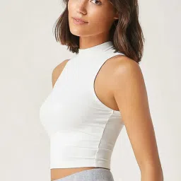 SELVIA White Regular Fit Tank Top image 1