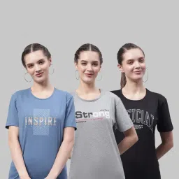 Vimal Jonney Blue & Grey Cotton Printed Sports T-Shirt - Pack Of 3 image 1